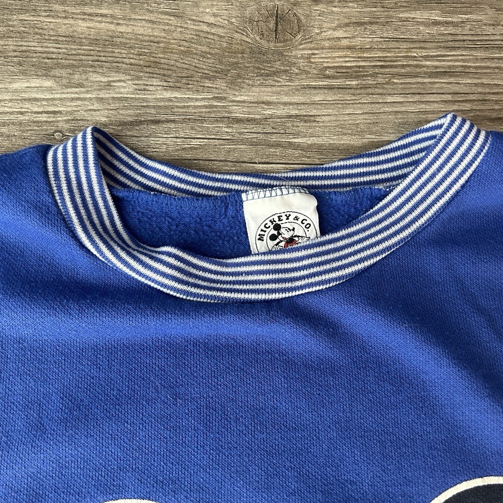 Vintage Blue Mickey Mouse Sweatshirt Disney Crewneck Pullover Top - Picture 4 of 6
